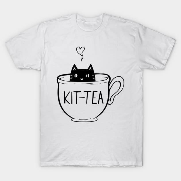 Kit-Tea Cat Lover T-Shirt by AnnetteNortonDesign